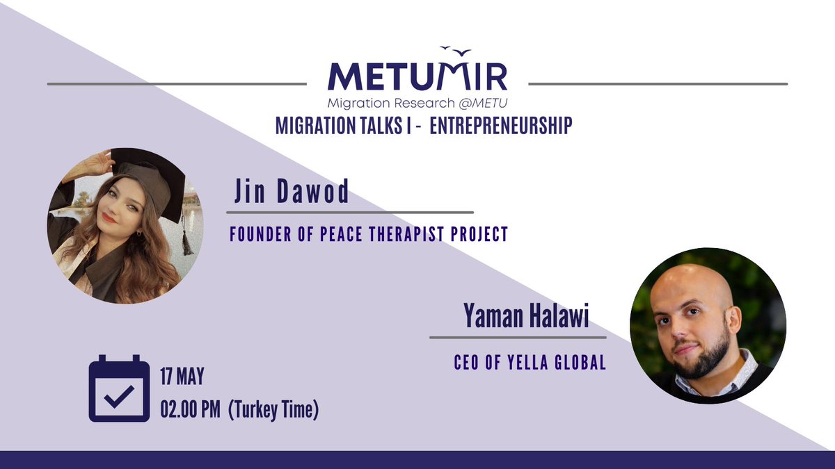 📢We're pleased to invite you to the first of our Migrant Talks on entrepreneurship and personal experiences of <a href="/YamanHalawi/">Yaman Halawi</a> and <a href="/JinDawod/">JinDawod</a> 

🗓️ 17 May, 02:00 PM (Turkey Time)

🛎️If you want to join, please fill the form 👉forms.gle/eR6dQtfMPRtG62…