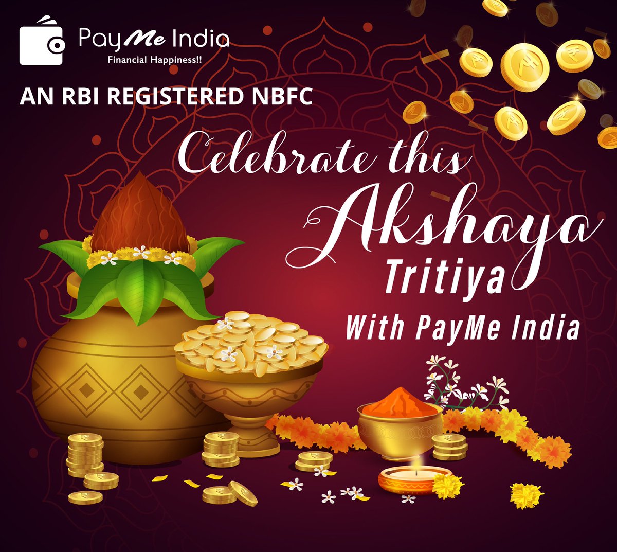 PayMeIndia's tweet photo. May This Akshaya Tritiya Bring the Hope of Happy Times for You Are Your Family! May Lord Vishnu Bless You with Wealth and Prosperity
#akshayatritiya2021 #wealth #tritiya #gold # jewellery #lightning #financial #financialfreedom #PayMe #paymeindia #UsePayMeIndia #AlwaysPayMeIndia https://t.co/0H3TNXFSnA