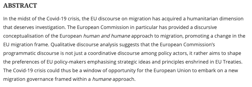 PROTECT project (@protectproject2) on Twitter photo 🗣️NEW PUBLICATION!
❓PROTECT researcher Stefania Panebianco asks whether the EU's #migration discourse is heading down a human & humane track amidst the #Covid19 Crisis in this brand new article in the International Spectator /<a href="/tandfonline/">Taylor & Francis Research Insights</a>
➡️➡️➡️➡️➡️tandfonline.com/doi/full/10.10… 🗣️NEW PUBLICATION!
❓PROTECT researcher Stefania Panebianco asks whether the EU's #migration discourse is heading down a human & humane track amidst the #Covid19 Crisis in this brand new article in the International Spectator /<a href="/tandfonline/">Taylor & Francis Research Insights</a>
➡️➡️➡️➡️➡️tandfonline.com/doi/full/10.10…