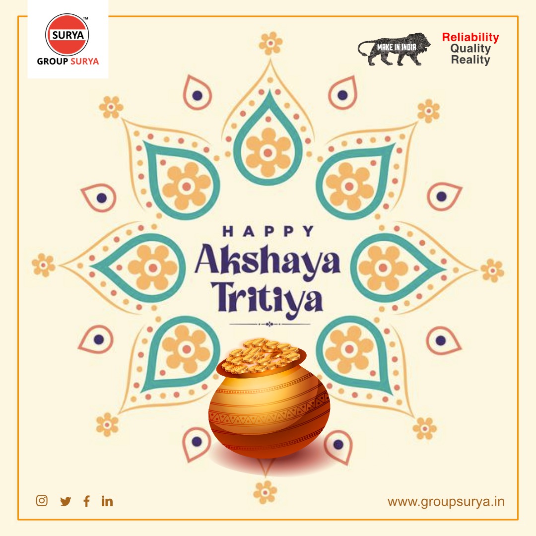 GroupSurya1's tweet photo. May Lord bless you on this auspicious day of Akshaya Tritiya, and may it be a new beginning of greater prosperity, success and happiness.

Happy Akshay Tritiya!

#akshaytritiya #akhateej #groupsurya https://t.co/Fu7TXwt4Bn