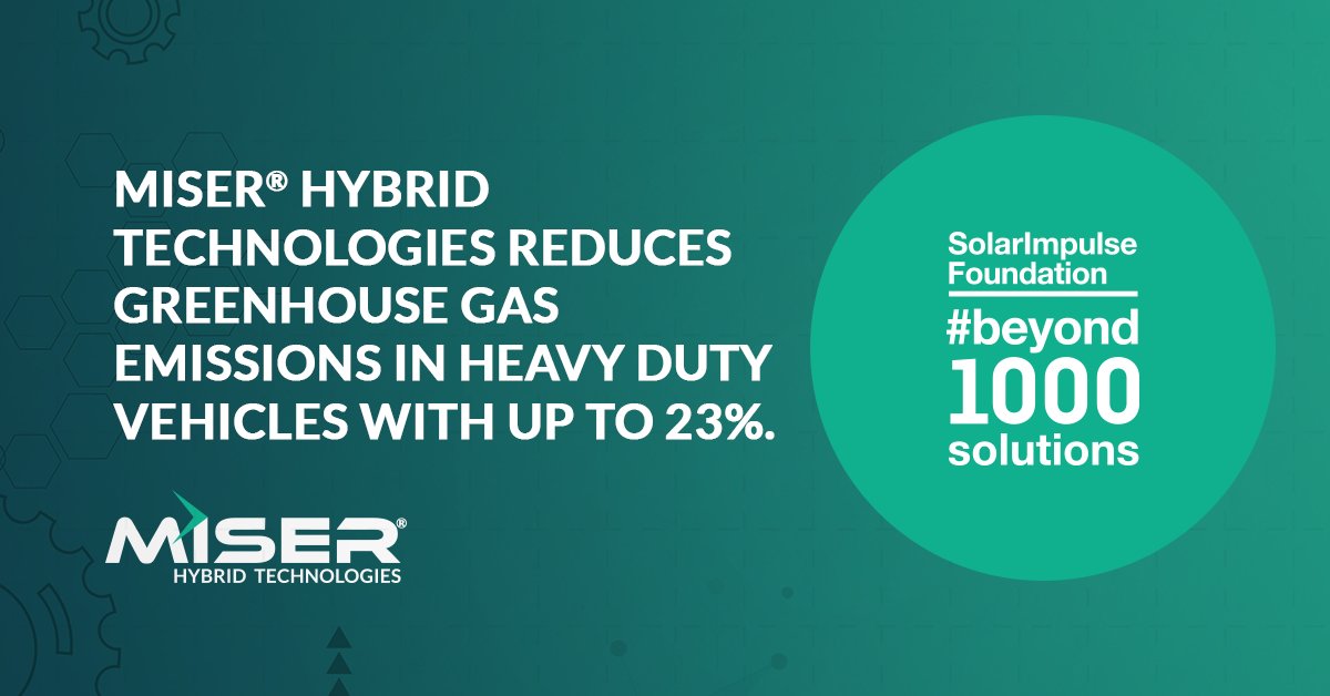 MiserTech's tweet photo. MISER® Hybrid Technologies, 
Solar Impulse labelled solutions significantly reduce greenhouse gas emissions in heavy-duty vehicles. Find out more about our products here: https://t.co/urwqpaXJgA 

#miser #1000solutions #beyond1000solutions #innovation  #technology https://t.co/umMAWP498M
