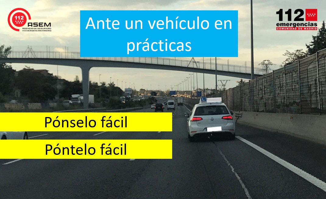 112cmadrid's tweet photo. Ante un vehículo en prácticas...precaución! 👇🏻

#ASEM112 https://t.co/P65HhqFUxG