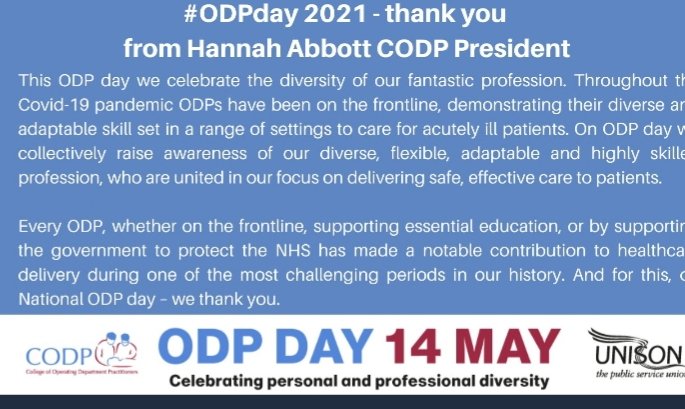 Happy ODP Day to all the fantastic ODPs at <a href="/MidCheshireNHS/">Mid Cheshire Hospitals 🏥</a> .<a href="/emma_reay/">Emma Reay</a>  #ODPday Thank you for all that you do for our patients.