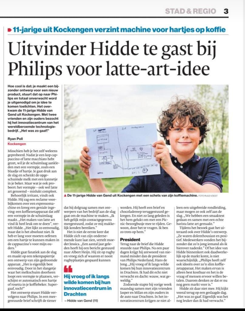 Onze groep 7 leerling Hidde op bezoek bij Philips. Geweldig!!!!!