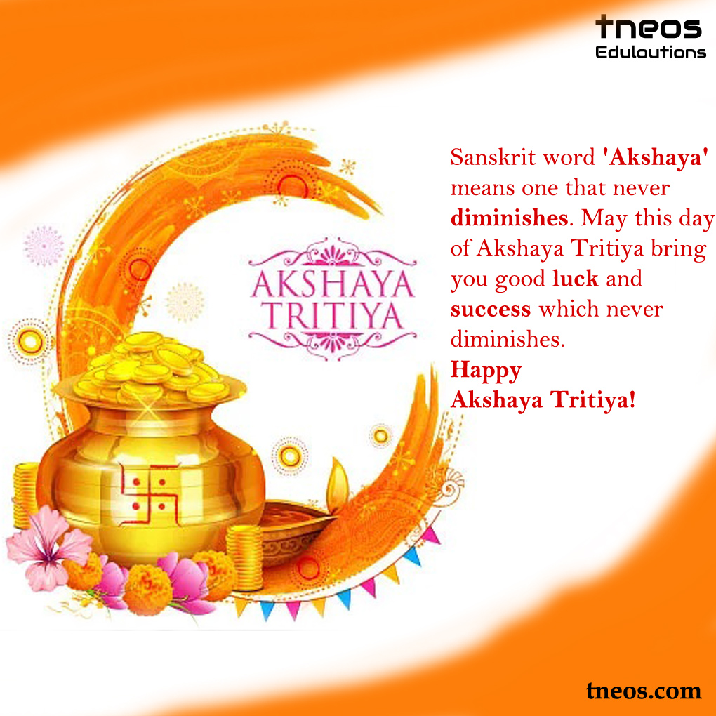 TneosL's tweet photo. Sanskrit word 'Akshaya' means one that never diminishes. May this day of Akshaya Tritiya bring you good luck and success which never diminishes. Happy Akshaya Tritiya!
#AkshayaTritiya #peace #success #HappyAkshayaTritiya #staysafe #stayhome #BetterLearning https://t.co/JZfDqgA1mo