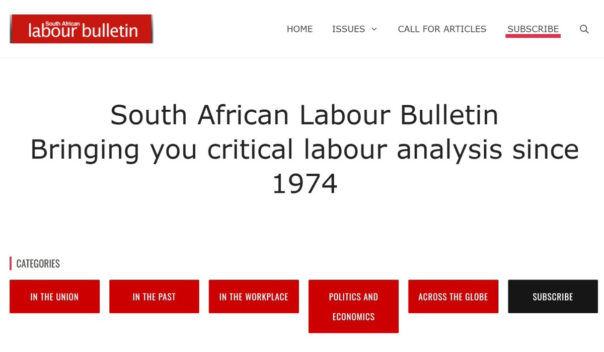 FES_SouthAfrica's tweet photo. We are thrilled to announce that the South African Labour Bulletin (SALB) is now available online.
Please sign up for the newsletter and share it with your networks https://t.co/RrBvFUJXKH
#SALB #labourrigths #workersrights #tradeunions #solidarityforever #Labour #Amandla ✊✊✊ https://t.co/V5yGwsv6qb