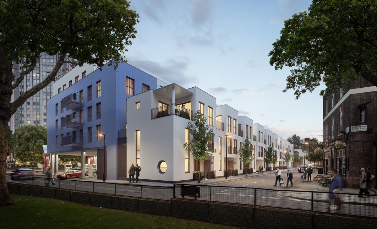 Farrells's tweet photo. The design of #LyonsPlace emphasises #nature through the two landscaped courtyards, which include seating, low level planting and a generous two-storey high green wall to encourage #biodiversity.
#MentalHealthAwarenessWeek https://t.co/Y5Or7vdJLA
