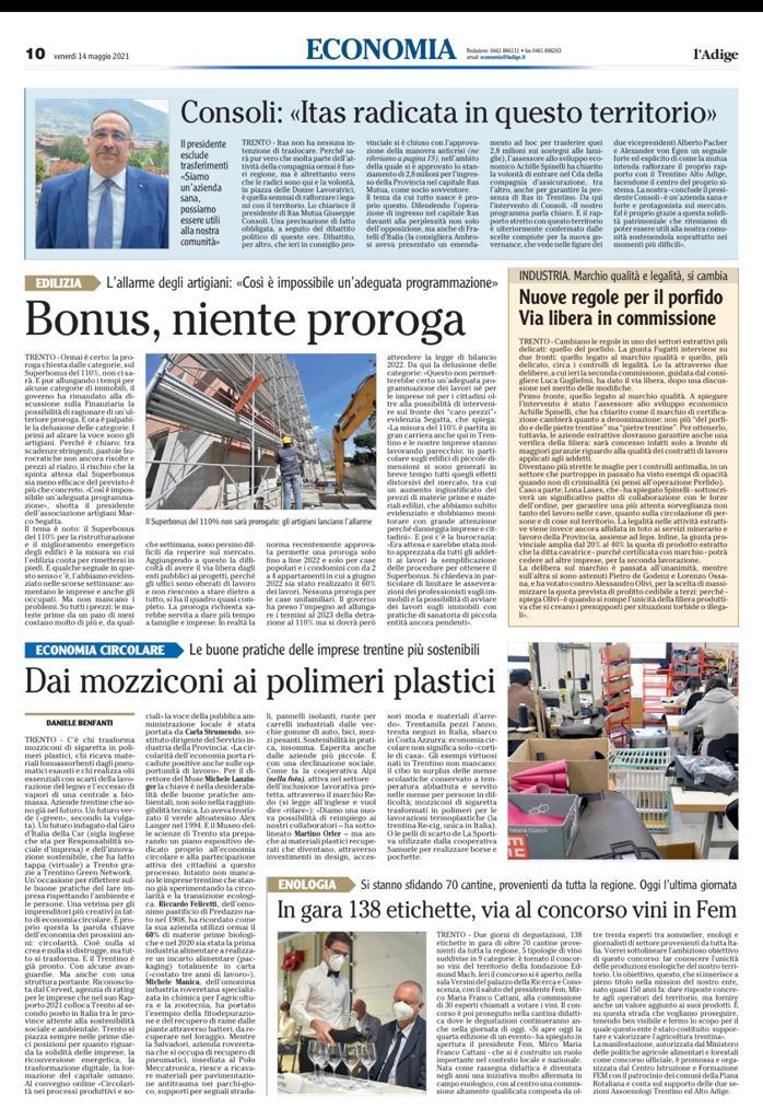 #CSRIS21 #Trentino #EconomiaCircolare
Stamattina su <a href="/giornaleladige/">l'Adige</a>🌞