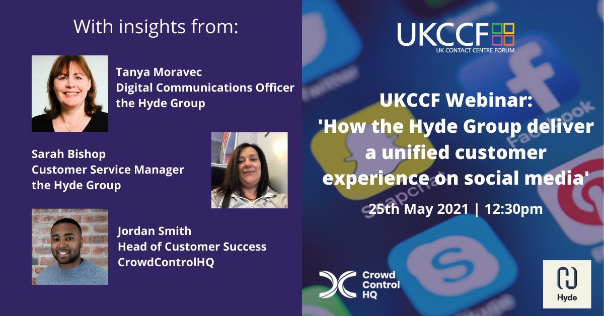 UKCCF (@ukccforum) on Twitter photo Our next Social Media webinar on 25/05 at 12:30pm in partnership with <a href="/CrowdControlHQ/">CrowdControlHQ</a>. We will be hearing from <a href="/TheHydeGroup/">The Hyde Group</a> about their Social Media journey.
Register your place here: attendee.gotowebinar.com/register/11559… Our next Social Media webinar on 25/05 at 12:30pm in partnership with <a href="/CrowdControlHQ/">CrowdControlHQ</a>. We will be hearing from <a href="/TheHydeGroup/">The Hyde Group</a> about their Social Media journey.
Register your place here: attendee.gotowebinar.com/register/11559…