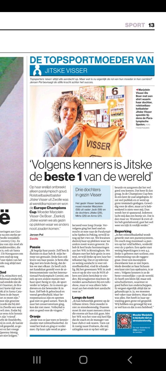 Trots op mijn mama, vandaag in de Stentor ♥️♥️ voor het video interview zie destentor.nl/video/topsport…