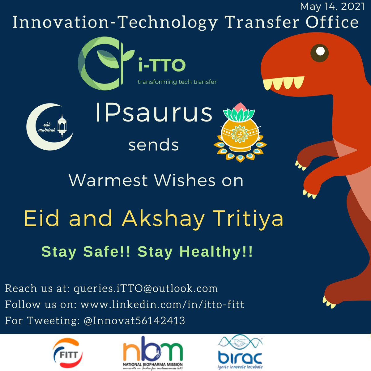 Innovat56142413's tweet photo. i-TTO wishes everyone good health and peace this Eid and Akshay Tritiya. May God showers his magic to end the unprecedented pain and panic across the humanity.
#StayHome !! #StaySafe !! #HelpFlattenthecurve !! https://t.co/ndi3tXFb4K