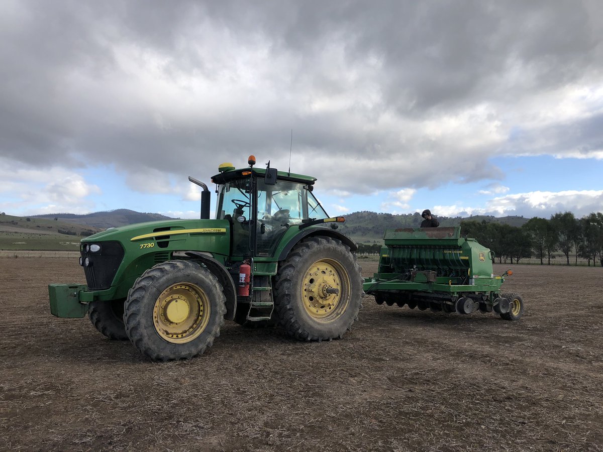 edwardncdurham's tweet photo. After a good stint at Derrinallum, I have ventured to Tintaldra to now help produce grass seed rather than it being an arch nemesis! Spent the day with @seednbeef planting a few treats! https://t.co/4q7fO7E2zs