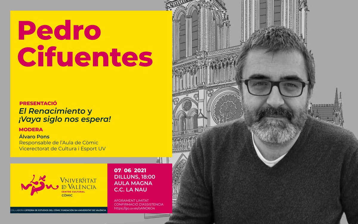 El <a href="/AulaComicUV/">Aula de Còmic UV</a>  vuelve a sus actividades presenciales! El lunes 7 de junio, @krispamparo nos hablará de sus dos últimas obras, Renacimiento y ¿Vaya siglo nos espera!. Aforo limitado, reserva en go.uv.es/oANO6O4
<a href="/DespertaFerro/">Desperta Ferro</a> <a href="/penguinlibros/">Penguin España 🐧📚</a>