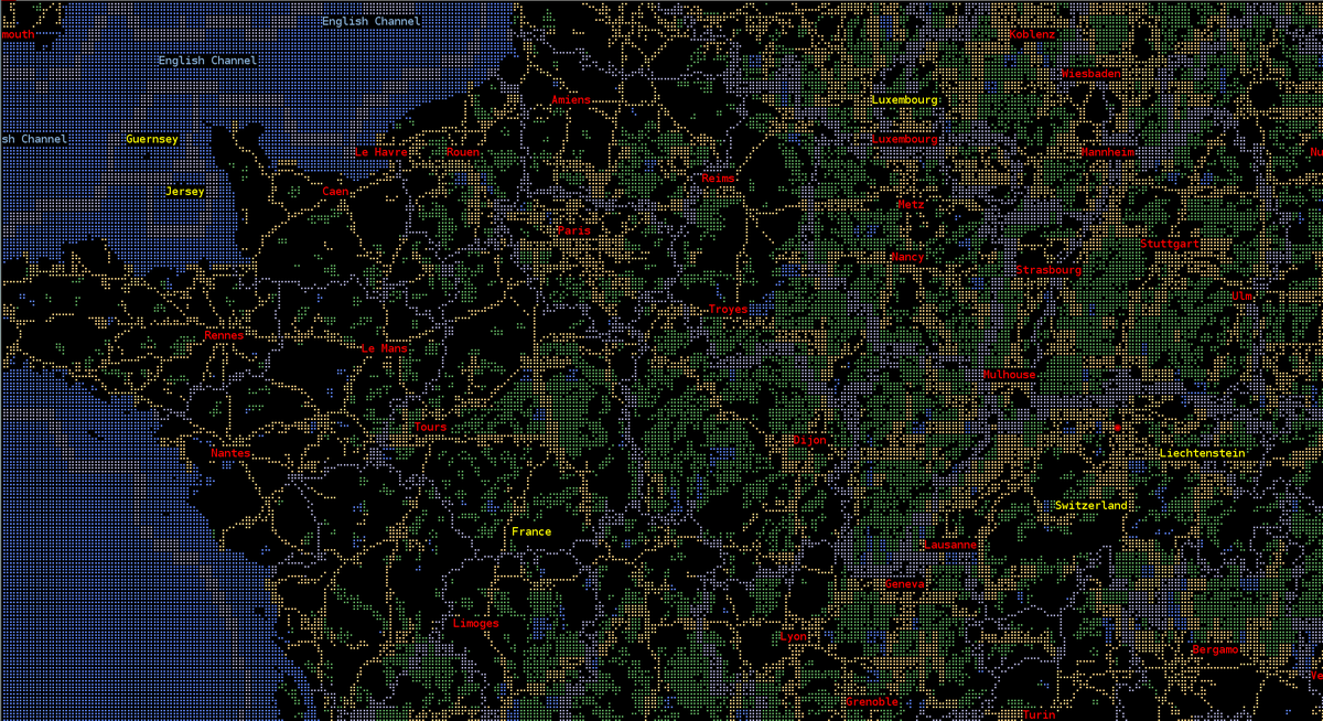 _SaxX_'s tweet photo. Display the world map in your terminal with :

→ telnet https://t.co/DxLr0oXrui

Then navigate thru the map with :
- a = zoom in
- z = zoom out
- ⬅️➡️⬆️⬇️
- c = quit

Enjoy :)

cc @climagic https://t.co/Mw8eIYaDBP