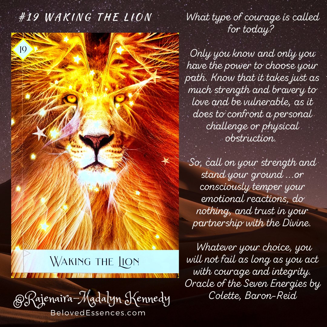 madalynmk's tweet image. #19 Waking the Lion
Key Concepts: boldness, the courage to move forward even without knowing the way facing that which is difficult or painful, the audacity to step into the unknown.

 #VioletFlame #Meditation #HowtoHouston
 #Spiritual #PossitiveVibes #ArchAngels  #AscendedMaste