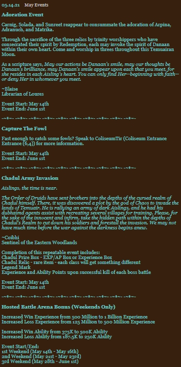DarkAgesMMORPG's tweet photo. May Events starting in ~ 3 hours

Adoration, Chadul Invasion, Hosted Arena Bonus + more!
https://t.co/L9PY5o1hOp

#MMORPG #mmo #darkages #gamedev #gamercommunity #updates #rpg #devlife #indiedev #pixelgame #retrogame #events #pvp #gamedev #fridaymorning #RPG https://t.co/DpjPpoU4lp