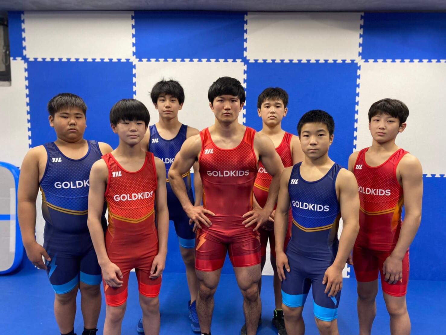 専修大学SENSYU レスリングユニフォーム シングレット 青赤
