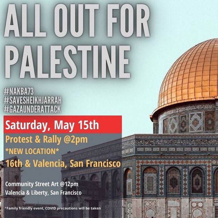YouFeelMePod's tweet photo. Date: Saturday May 15th
Location: 16th &amp; Valencia, San Francisco 
Time: 2pm
#FreePalestine #Protests #FreeGaza #Palestine #Israel #MoreLoveLessHate #YouFeelMePodcast https://t.co/b5JVeWpWEc