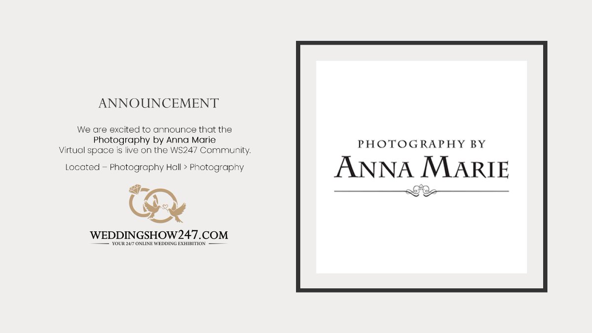 We are proud to announce the launch of @PhotobyAM on the #Photography Floor in the #Photography hall of the #WeddingShow247 community. 

You can visit them here: weddingshow247.com/photography/ph…

#Wedding #weddingsupplier #community #weddingcommunity #whataboutweddings