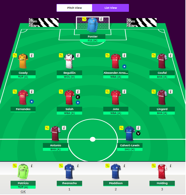 Rob2K's tweet photo. thanks for the input everyone!
Done #VardyOut for #Antonio
I am tempted to do an @FPLBhuna and do
#Maddison ➡️ #Sterling (!)
mad differential and will want to proove himself as starting xi for #UCL final. Surely his time is now!?
#FPL #FPLCommunity #GW36 https://t.co/w8n3GSqfhX