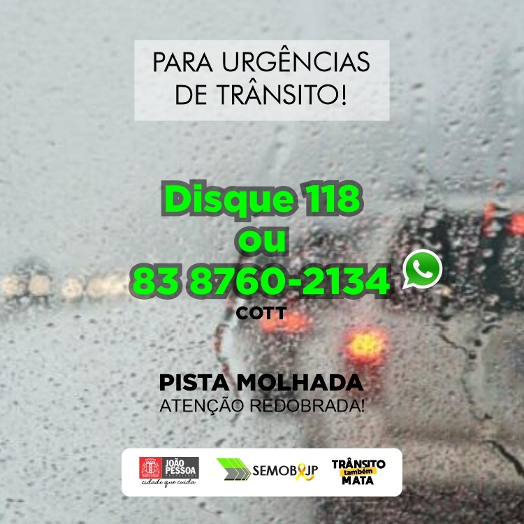 transitosemobjp's tweet photo. Bom dia, Jampa. Nosso COTT segue em alerta também para urgências de trânsito causadas pela chuva.
Se precisar da gente Disk 118 ou fale no WhatsApp – 98760 2134.
#semobjp #transitosemob #ascomsemob #chuvas #clima #transitojp https://t.co/fgr8uiOtfp