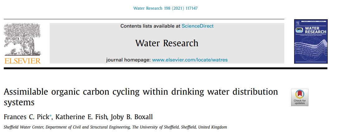 fran_pick's tweet photo. Delighted to have our research looking into assimilable organic carbon cycling within drinking water distribution systems published in @WaterRes_J. Please click on the link below to read the open access article: https://t.co/QMUKkh0O41 https://t.co/4RKuNYztk9