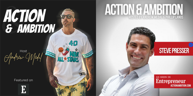 Our very own Steve Presser was a guest on <a href="/AndrewMedal/">𝕬𝖓𝖉𝖗𝖊𝖜 𝕸𝖊𝖉𝖆𝖑 🍌</a>'s podcast, #ActionAndAmbition! You can stream now on iTunes, Spotify, Google Play, Stitcher, and anywhere else you listen to podcasts! Link: entrepreneur.com/.../action-and…