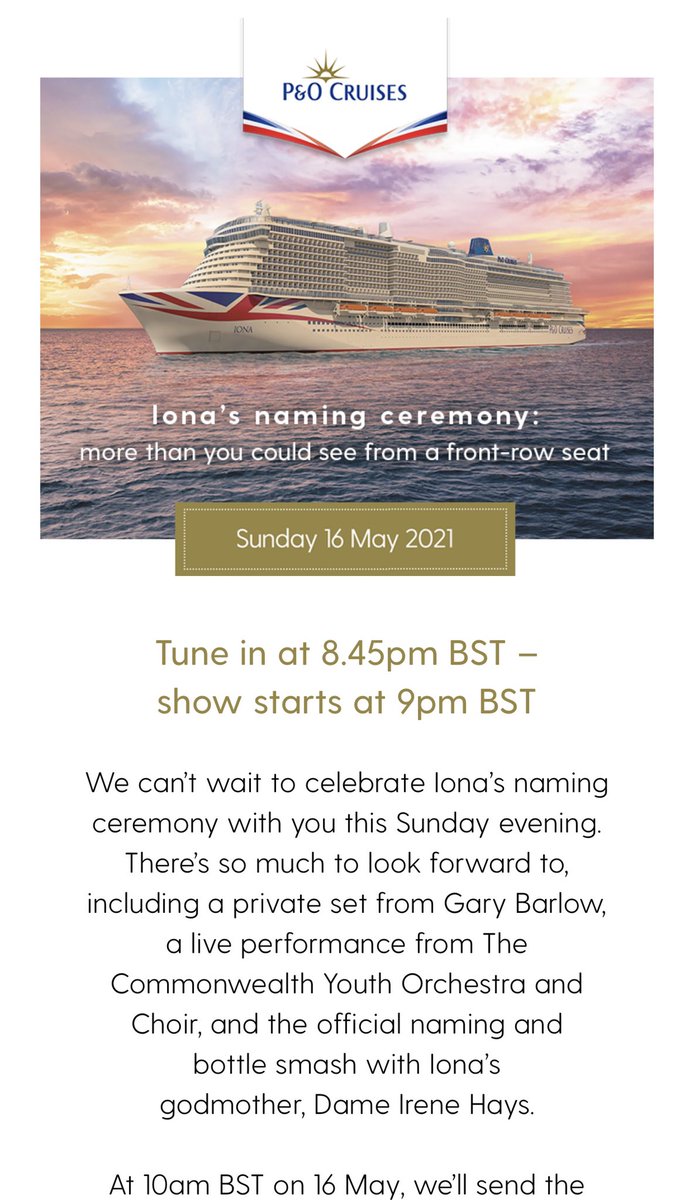 Thankyou @pandocruises really looking forward to watching the main event this weekend. @PaulLudlowUK @hadley_jenny #iona #ionaishere https://t.co/jEhvCPJvYb