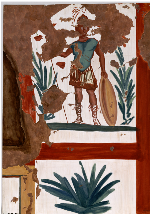 LeachGreekTombs's tweet photo. On the east wall of this shear painted tomb also had a figure in a military dress carrying a long spear and a shield, another figure on the west wall was a nude figure also holding a sphere and a shield. https://t.co/CqoJseTj8L