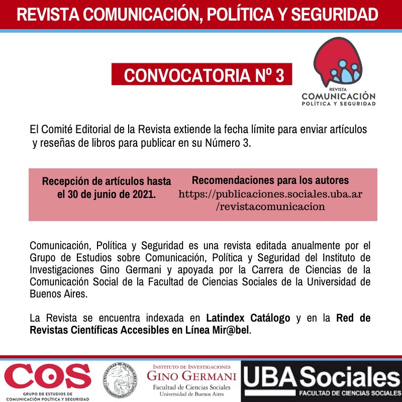 ¡Se viene el N° 3 de CPS!
Recibimos artículos hasta el 30 de junio. Acá la info 👇