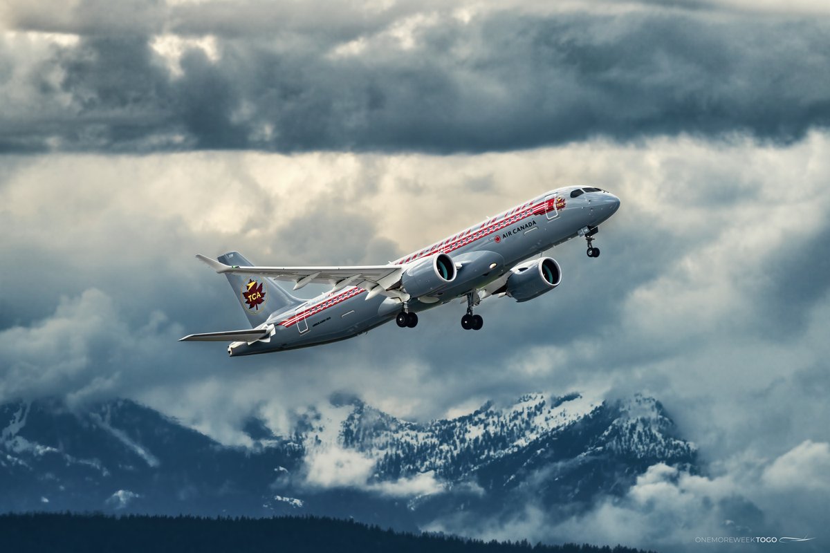 Air Canada TCA Retro A220 departing @yvrairport in some unsettled stormy conditions. #AirCanada #FlyTheFlag #AirbusA220 @AirCanada