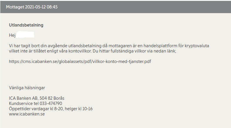 Hejdå ICA Banken, it has been real.