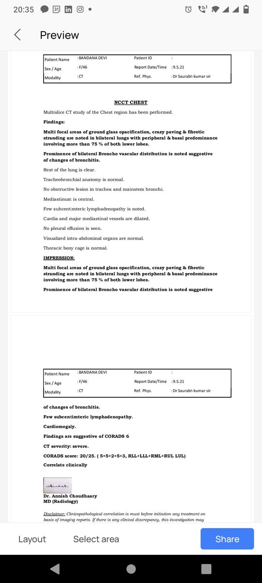 nishad_akash's tweet image. REQUIREMENT for ..
Requirement : ECMO SUPER VENTILATOR
Name:- Bandana Devi
Age :- 47
Address:- Argora
RTPCR Test Date: - 3-5-21
RTPCR Test Result :- Positive
O2 (oxygen) levels  on full ventilator support - 92
Mob: 6205528738
#dcranchi
#HemantSoren
#cmjharkhnad