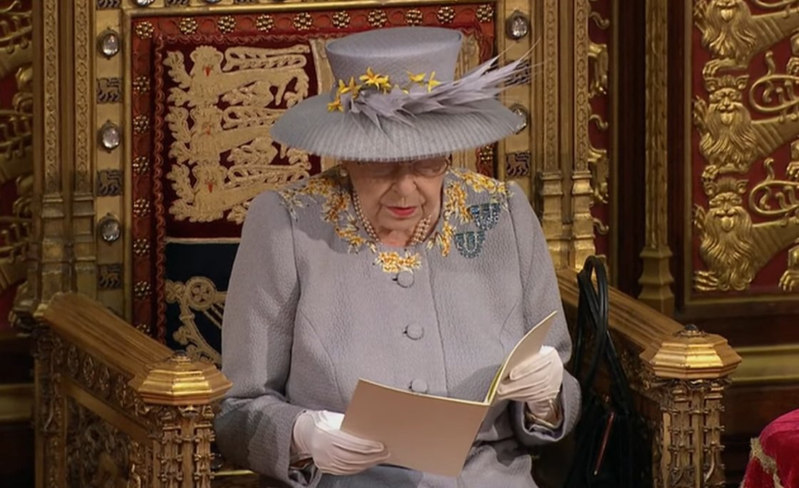 Her Majesty the Queen giving her speech on Tuesday