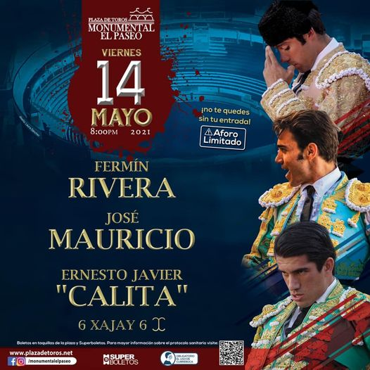San Luis Potosí MEX hoy 20 h. en El Paseo  corrida nocturna con toros de <a href="/GanaderiaXajay/">Ganadería Xajay</a> para <a href="/FerminRiveraA/">F e r m í n • R i v e r a</a> , @josemauricio1y Ernesto Javier <a href="/EJCalita/">EJ Calita</a>