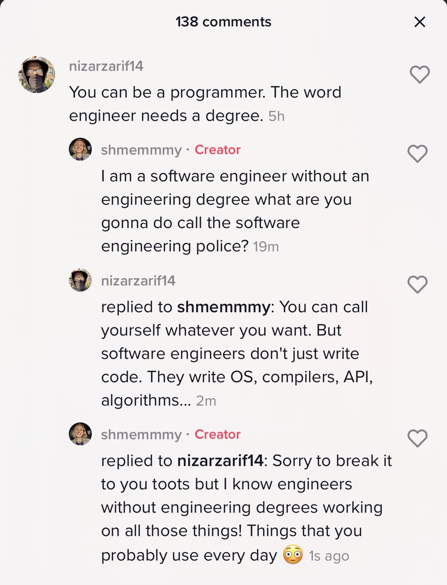 EmilyKager's tweet image. 🤯 RT this if you’re an engineer working on OS, compilers, APIs, algorithms without an engineering degree! 💅