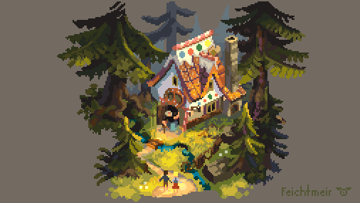 Hansel &amp; Gretel
colorstudy based on Grimms' Fairy Tale

#gameart #pixelart