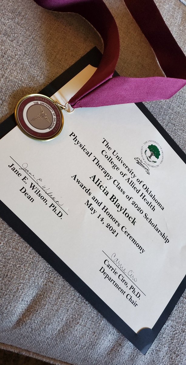 College of Allied Heath PT Class of 2020 Scholarhship. So very thankful and blessed!❤