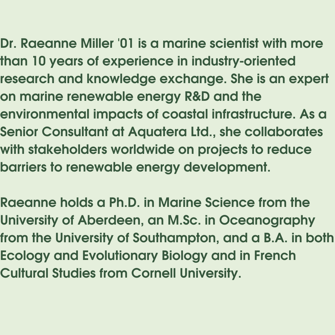 WICAlumni's tweet image. Save the date! On May 27, Alumna Dr. Raeanne Miller '01 will be presenting on Ocean Energy and the Race to Net Zero.