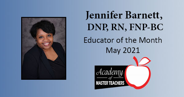 Congratulations to Dr. Jennifer Barnett, assistant professor in our Department of Graduate Studies. She has been selected as the <a href="/amtutmb/">@AMTUTMB</a> Educator of the Month! Dr. Barnett has mentored nurse practitioner students in the care of adult and pediatric patients. Great work!