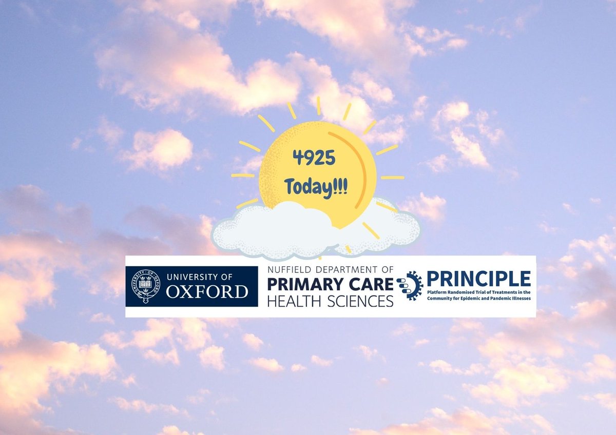 Happy Friday everyone! We now have 4925 participants ☺️☀️👏 #BePartofResearch #clinicaltrials #COVID19 #treatment #covidtreatment #PRINCIPLETrial