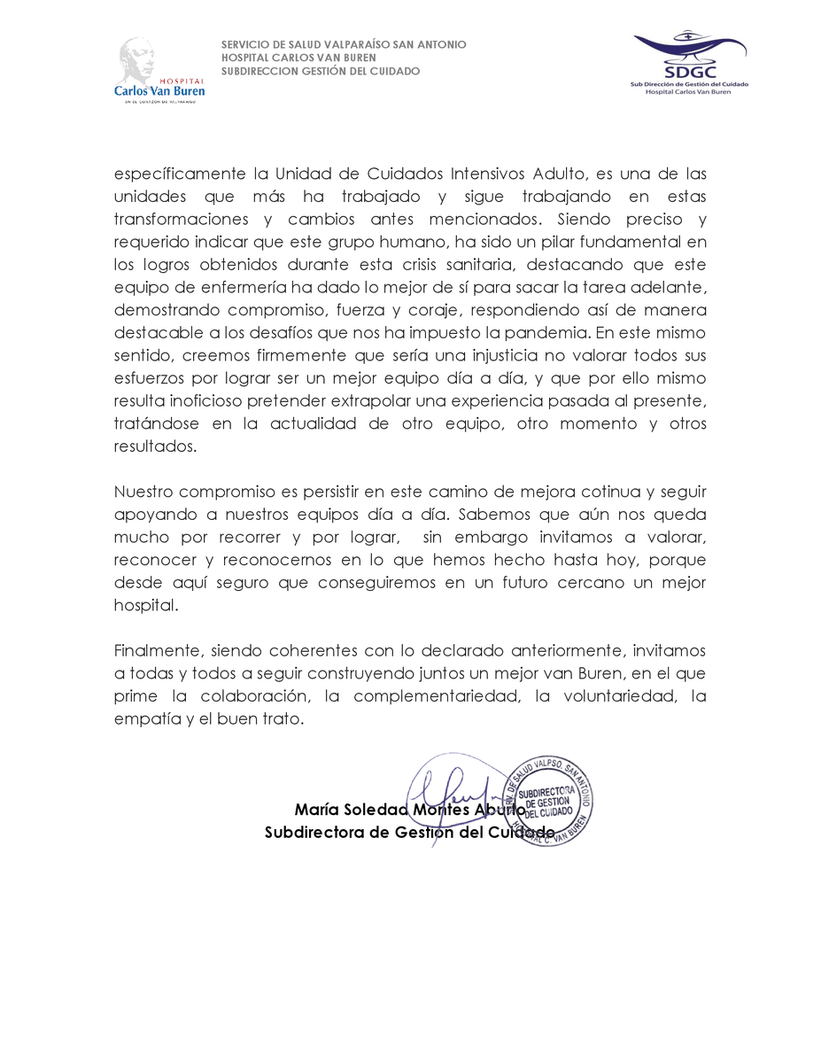 VAN_BUREN_'s tweet photo. Estimada comunidad,
Compartimos el siguiente comunicado público de la Subdirección de Gestión del Cuidado del Hospital Carlos van Buren.
Descargar: https://t.co/YJS4xGKviY... https://t.co/RBapPFp2z3