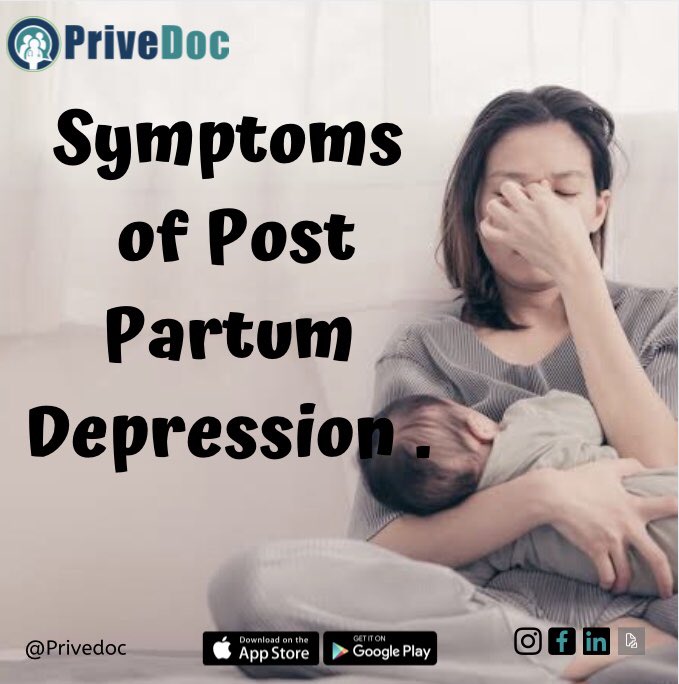 PriveDoc's tweet photo. Postpartum depression symptoms may include:
-Depressed mood or severe mood swings
-Excessive crying
-Difficulty bonding with your baby
-Withdrawing from family &amp;friends
-Loss of appetite or eating much more than usual
-Inability to sleep or sleeping too much
#MentalHealthMonth https://t.co/LoVEJswUqh