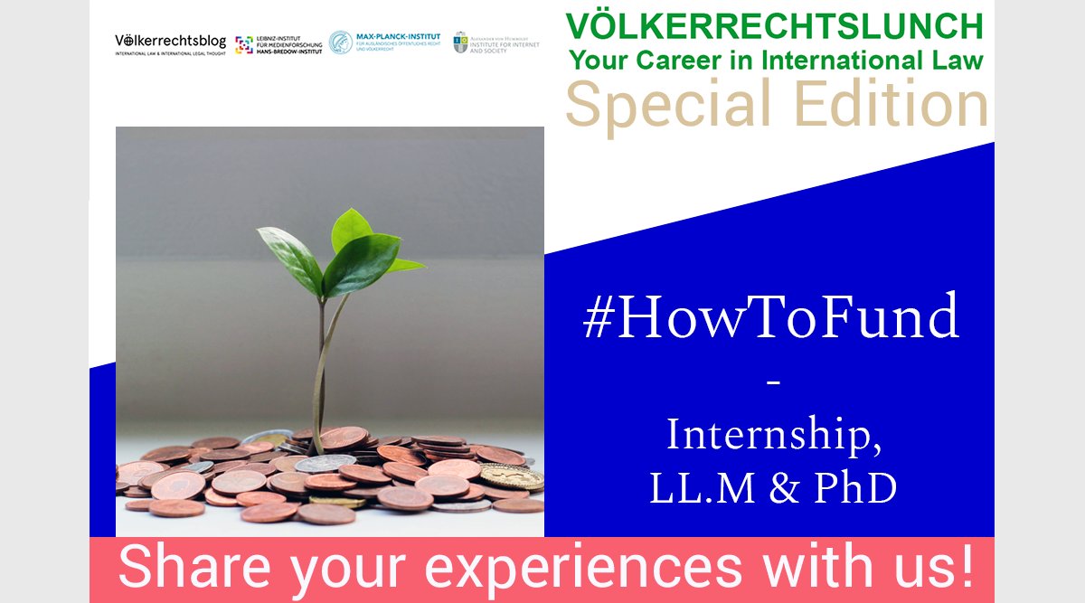 Voe_Blog's tweet image. Attention #IntLaw Twitter, we need your help!

For our #Völkerrechtslunch special edition on June 7, we are collecting possibilities on #HowToFund internships, LL.M.s and PhDs in IL. If you can recommend any specific funding programs or PAID internships, let us know below! 💸