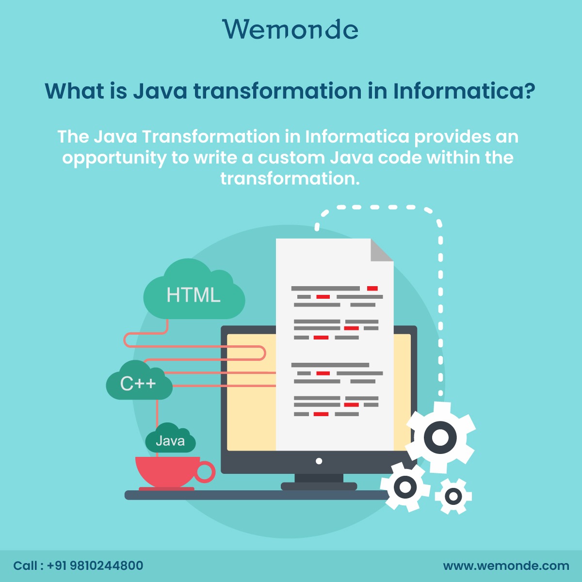 WemondeOfficial's tweet image. What is java transformation in informatica?
The java transformation in informatica provides an opportunity to write a custom java code within the transformation.
Wemonde Provide Robust Custom Java Development Services.
#wemonde #javadevlopment #java #springboot #technology