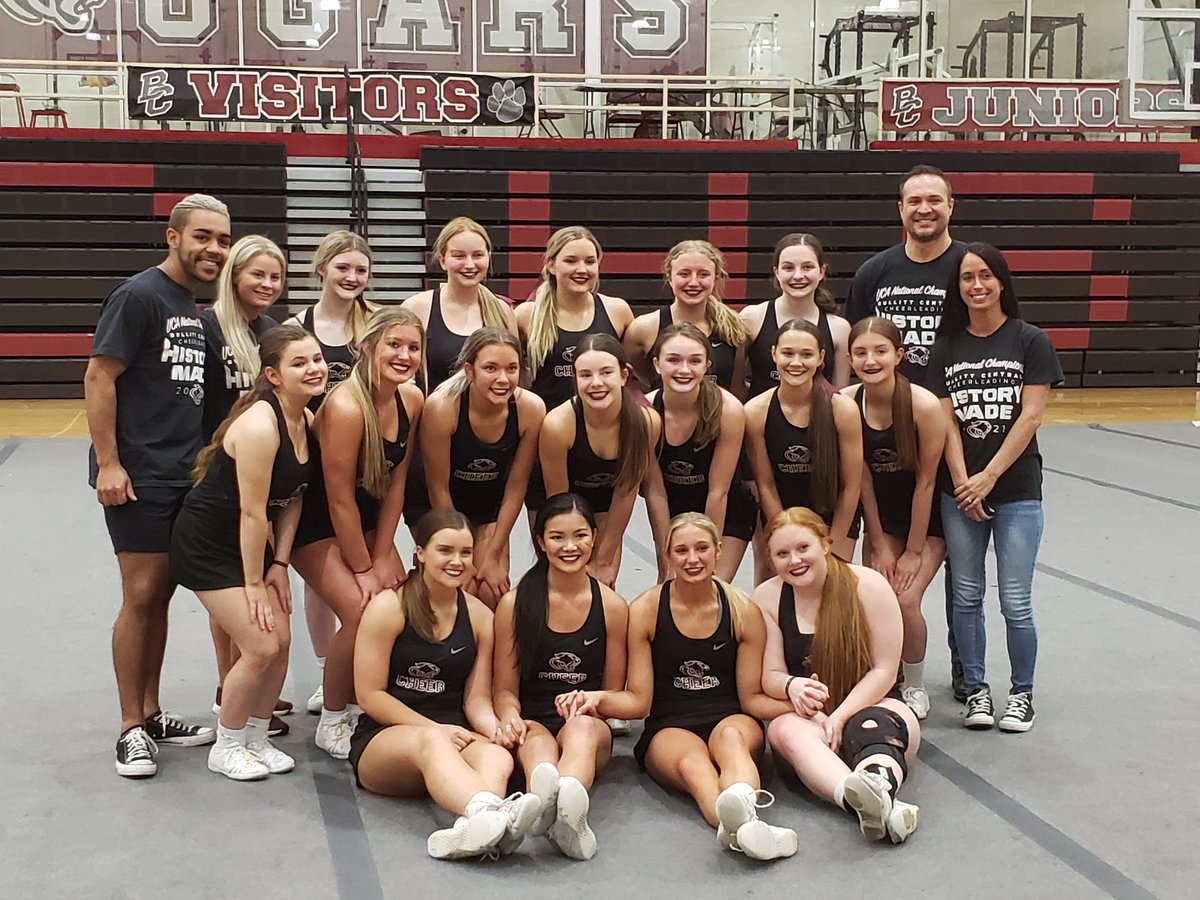 Good luck to our cheer ladies as they look to conquer state today! We're so proud of all that you've accomplished this year despite all the challenges...you got this! #WeAreBC #OneFamilyCougarStrong