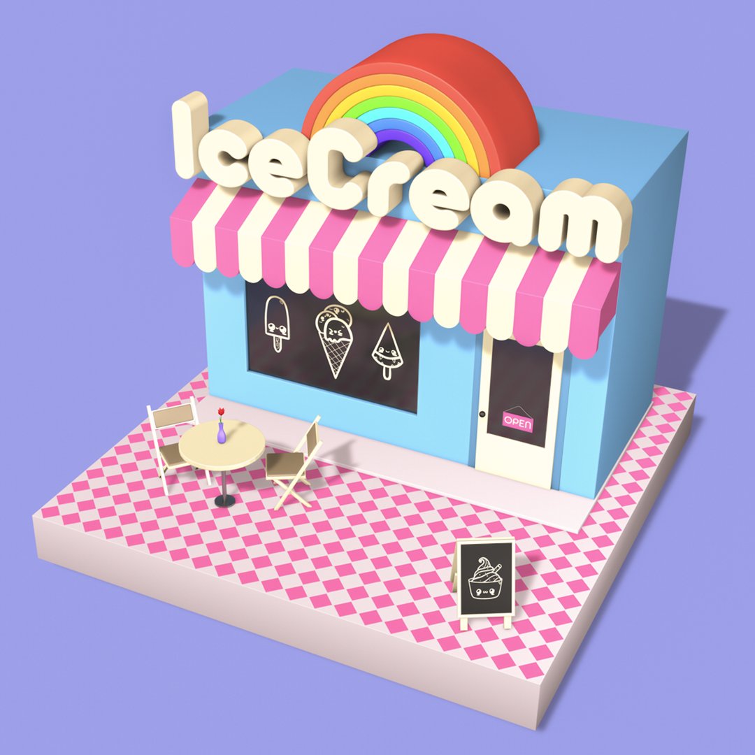 knuckle_prod's tweet photo. Ice Cream Cafe

#cinema4d #c4d #lowpoly https://t.co/rpeDw75vg7
