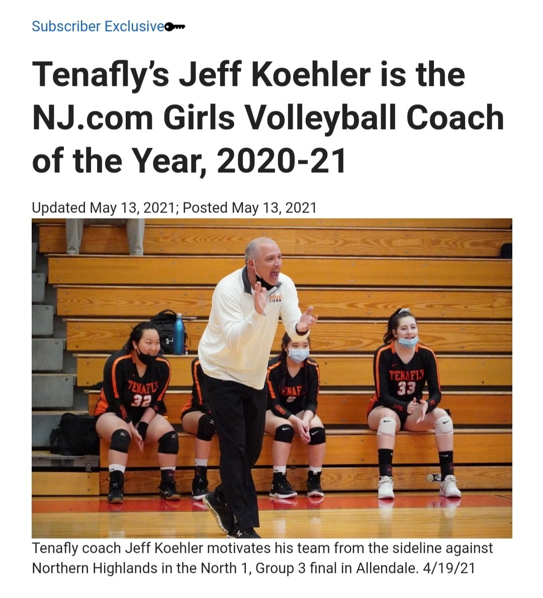 Congrats to Coach Koehler! 👍
#TeamTenafly <a href="/TenaflyVolleyb1/">Tenafly Volleyball</a> <a href="/TenaflySchools/">Tenafly Public Schools</a>