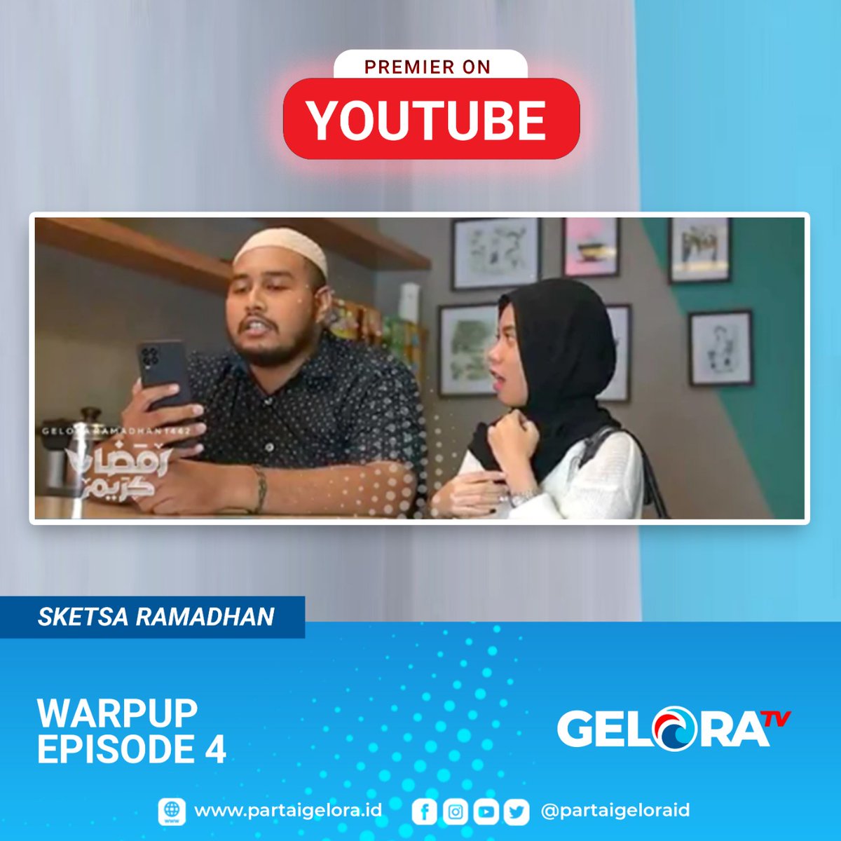 partaigeloraid's tweet photo. Saksikan SKETSA RAMADHAN: WARPUP #4 (selesai), Jum'at (14/5/2021) pukul 20.00 WIB di GeloraTV https://t.co/ilWaZL8yln
#geloraTV #warpup #GMgelora #syawal #idulfitri #lebaran #partaigelora #geloraindonesia #kolaborasi #arahbaruindonesia #indonesia5besardunia https://t.co/9DpYhZaZbj
