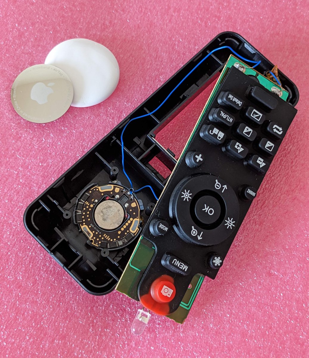 adamcatley's tweet photo. I put an Apple AirTag inside my remote control! 📺 https://t.co/8jTKMdDlzO